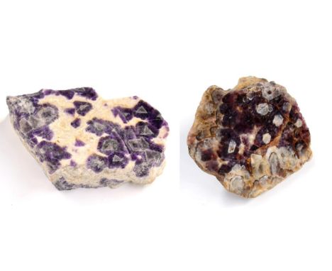 Two Polished Amethyst Specimens, the larger one from Old Kaolin Pit, Upper Tregeseal Valley, St Just, Cornwall, the other fro