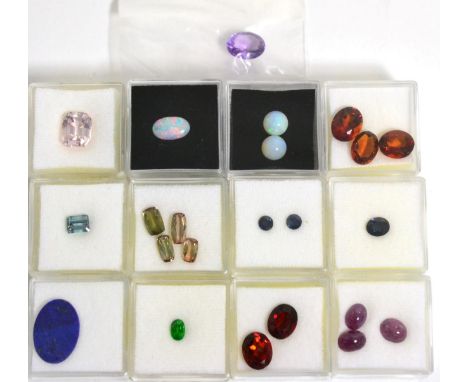 A Quantity of Loose Gemstones, including an amethyst, three opals, five citrines, four andalusite, three sapphires, a kunzite