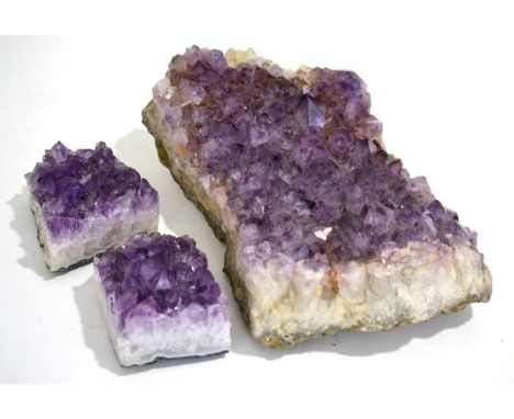 A Large Display Amethyst Specimen, Brazil and A Pair of Amethyst Bookends (3)