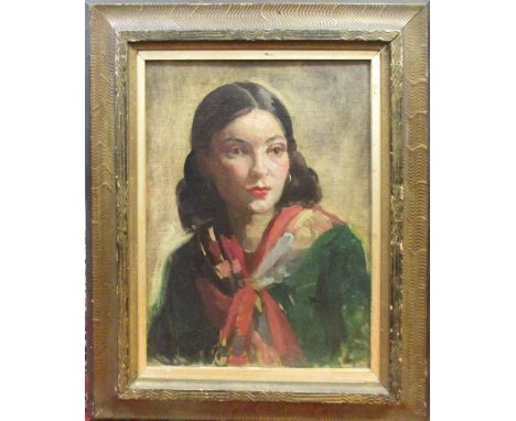 HEDWIG PILLITZ, 'Portrait of a lady', oil on canvas laid on board, signed lower right, 42cm x 31cm, framed.