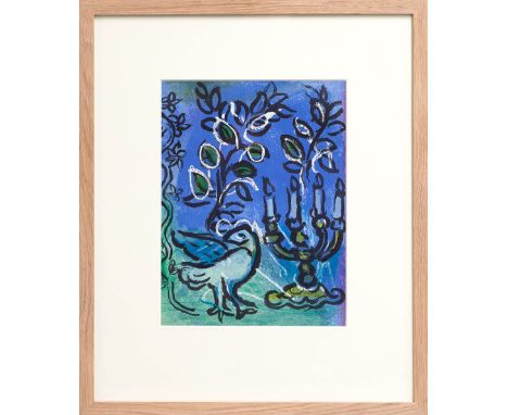 MARC CHAGALL, 'Candlestick from Jerusalem Windows', original lithograph, 1962, 32.5cm x 24.5cm, framed and glazed.