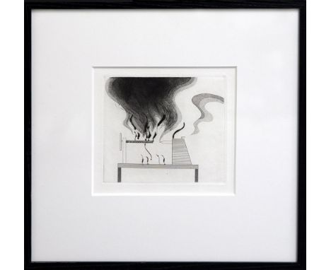 DAVID HOCKNEY, 'The Lathe and Fire', aquatint, 1969, edition 400, from the story The Boy Who Left Home to Learn Fear for Six 