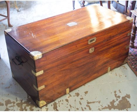 TRUNK, 19th century camphorwood and brass bound with rising lid and carrying handles, 103cm x 52cm x 48cm H.