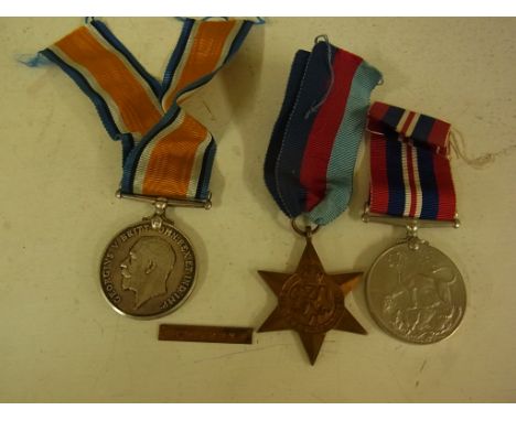 World War I Medal to 7340 Pte J. Woodie  K.D. SCO BORD - two unnamed World War II Medals and an 8th Army bar