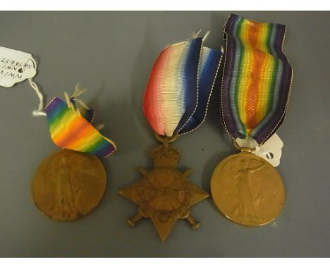 Two World War I Victory Medals both named to 32146  Pte. F. Hurst Middx R and 96657 Sgt E Rickwood  R E and a Star to Rickwoo