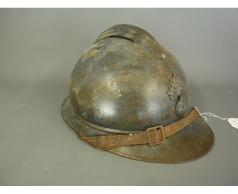 A World War I French Adrian helmet with liner Condition report: General wear