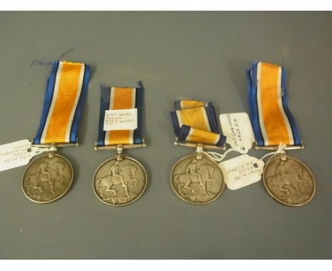 Four World War I War Medals - all named to 4494 Pte. W.C. Hancock 1st Co of London  - Y, T, 4 092145  DVR J Woods A.S.C.  235