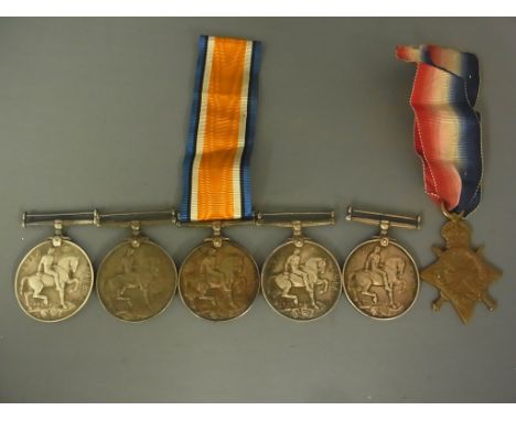 Five First World War 1914-18 War Medals awarded to 10861 Pte A.W. Dilling A.V.C. , G-26678 Pte Anderson E. Kent R., 232. 2. J