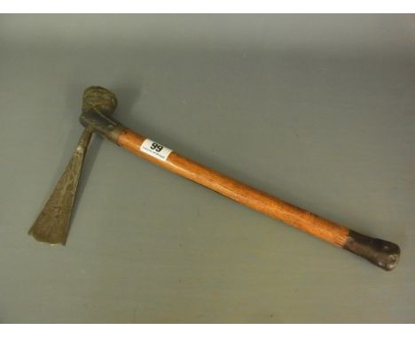 A Tribal Polynesian Axe with wooden handle and fan shaped blade - Length 38cmCondition report: General pitting to blade 