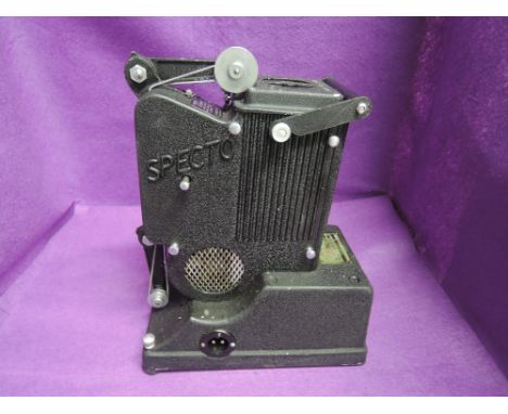 A vintage Specto film projector in leather case