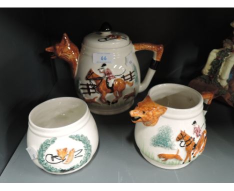A selection of vintage fox hunting theme ceramics 