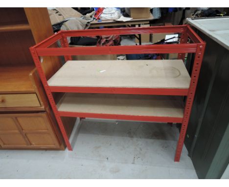 A metal frame shelf