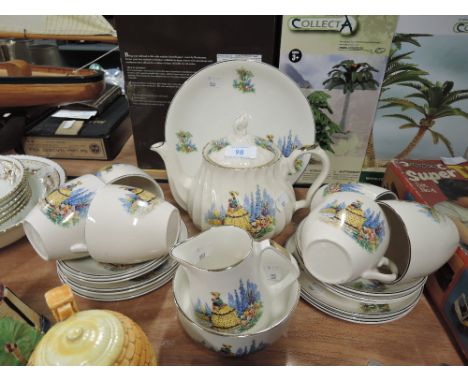 A vintage part tea service with transfer print