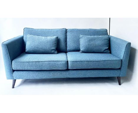 SOFA BY SOFA WORKSHOP, 1960's style blue upholstered with splay supports, 184cm W. 