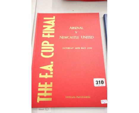 Hardback 1998 Arsenal v Newcastle United FA Cup Final football programme played 16th May 1998