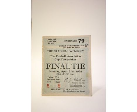 1928 FA Cup Final Blackburn Rovers v Huddersfield Town  Football Ticket played 21st April 1928 (gd)