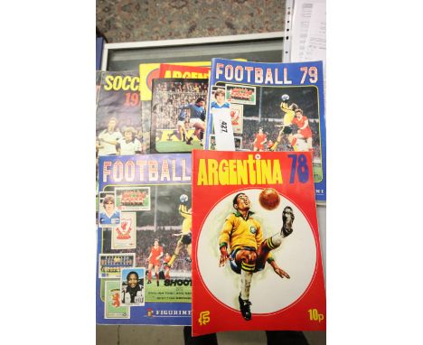11 Vintage sticker albums with Panini including Football 79 x2 (90% and 5%), Argentina 78 x2 (45% and 5%), Europa 80 (nr comp