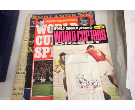 Selection of World Cup 1966 ephemera including magazines, newspapers, stamps, ticket wallet etc   