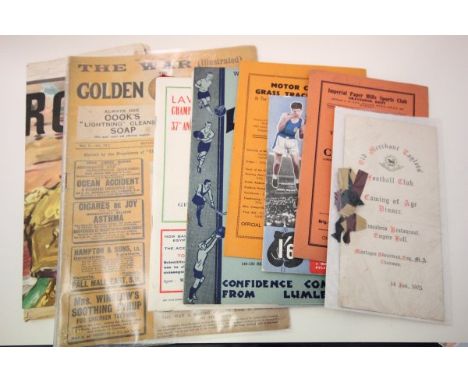 Vintage Sports Ephemera - selection of pre-1950 programmes, catalogues & magazines ,etc covering rugby union, boxing, cycling