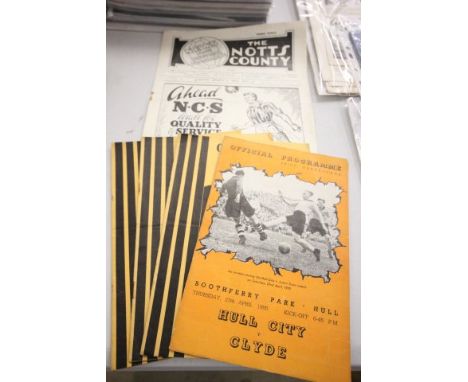 Hull City home football programmes v Clyde 49/50, Arsenal, Leicester City 53/54 and Rotherham United 54/55 & away v Notts Cou