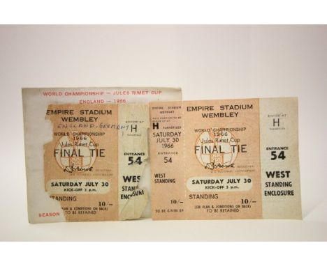 Unused England 1966 World Cup Final football ticket (vg) with season ticket holder and a used 1966 WCF ticket in poor conditi