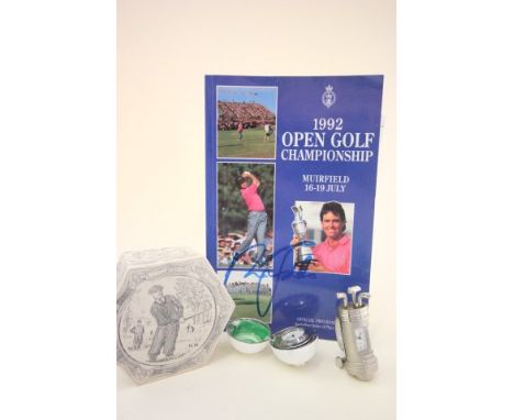 Golf Collectables - a 1992 British Open Championship programme signed to the cover by the winner Nick Faldo and including the