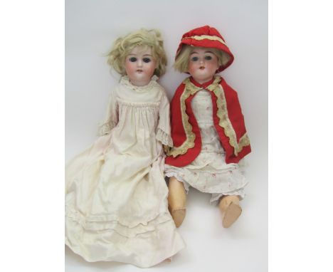 German bisque headed doll by Max Handwerck, of Germany, with fixed eyes, open mouth with teeth (one missing) and articulated 