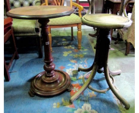 A 19th century mahogany occasional table, the circular top raised on a turned stem and pedestal together with a vintage bentw