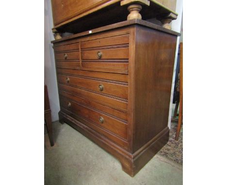 An Edwardian walnut bedroom chest of two long and two short drawers with tramline detail and bracket shaped supports 104 cm w