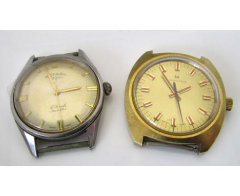 1950s Rotary gentleman's watch head, with a 17 jewel Incabloc movement, champagne dial with gold baton markers; together with