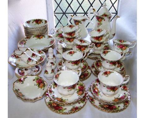 A quantity of Royal Albert Old Country Roses pattern wares comprising coffee pot, milk jug, covered sugar bowl, twelve tea cu