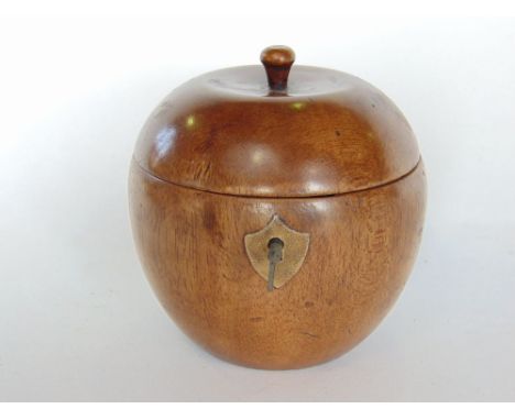 Antique style cantaloupe melon tea caddy, with lead lined interior, 12cm high