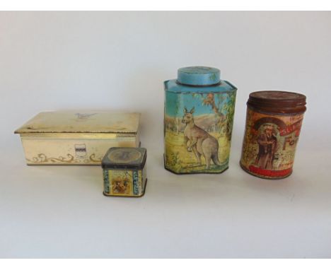 Four vintage advertising tins to include Capstan Navy Cut tin with match striker to base and three others (4)