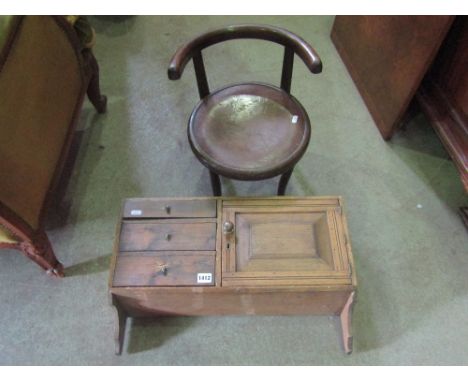 A vintage Fischel Bentwood child's chair with circular seat together with a small oak and pine hanging wall cabinet enclosed 