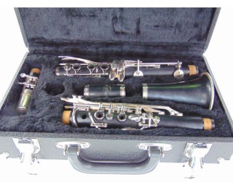 A cased Buescher clarinet