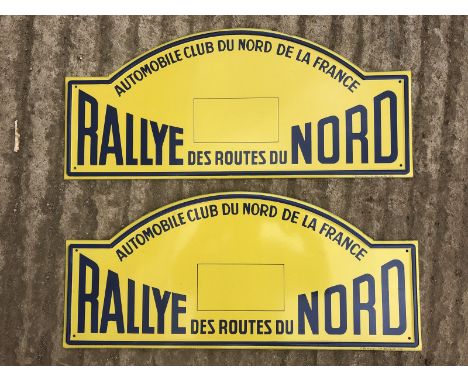 Two French Automobile Club rally plaques 'Rallye Des Routes Du Nord'.