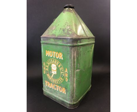An Allcard and Co. Ltd. of Manchester Motor and Tractor Oil five gallon pyramid can, in good condition.