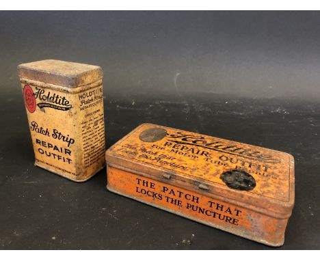 A Holdtite Patch Strip repair outfit tin and one other. 