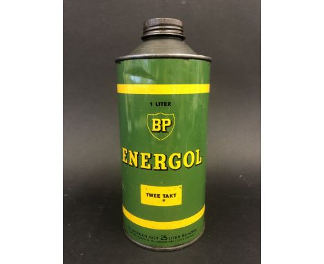 A Continental BP Energol one litre cylindrical oil can, in very good condition. 