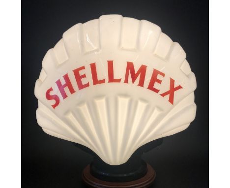 A 'Fat Shell' Shellmex glass petrol pump globe fully stamped: Property of Shellmex and BP Limited, dated 1951.