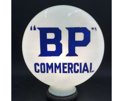 A rare and early BP Commercial glass pill shaped petrol pump globe, small neck  version.