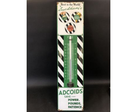 A Duckham's Adcoids black and white thermometer of good colour, 11 x 45 1/2". 