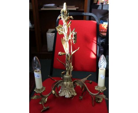 Triple sconce guilt metal ceiling hanging light - Full length 88cm. Fitting 50cm. Each arm 22cm from central post.&nbsp;