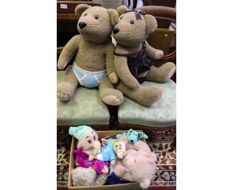 A selection of toys to include two large bears, TY examples, Care Bear &amp; Disney