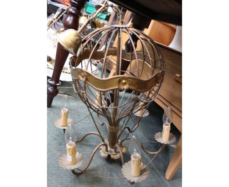 A pendant light fitting in the shape of a hot air balloon