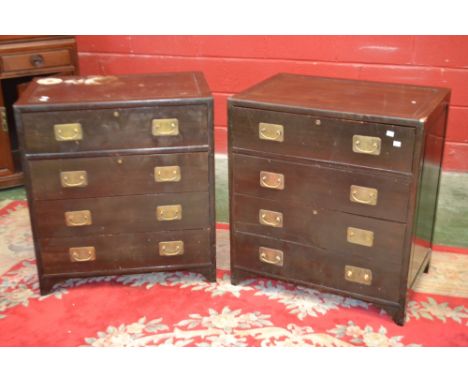 A pair of four drawer chests, caddy top, brass escutcheons, swing handles, ogee feet. 83.5cm high x 76.5cm wide