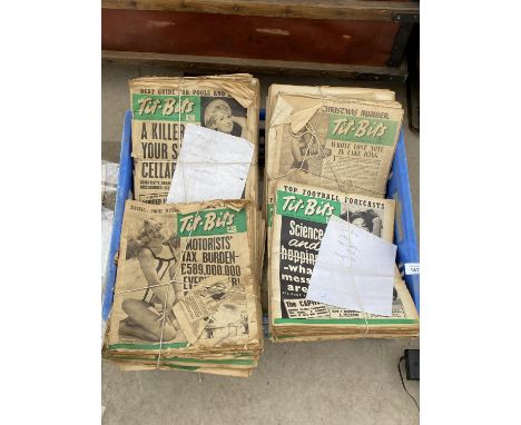 A LARGE COLLECTION OF VINTAGE 'TIT-BITS' NEWSPAPERS FROM THE 50'S AND 60'S 