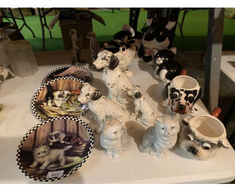 A COLLECTION OF ANIMAL RELATED CERAMIC ITEMS TO INCLUDE DOGS, CATS, ETC 