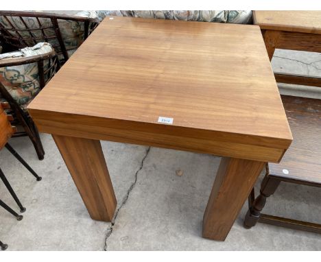 A MODERN HARDWOOD OCCASIONAL TABLE 27.5 INCHES SQUARE 