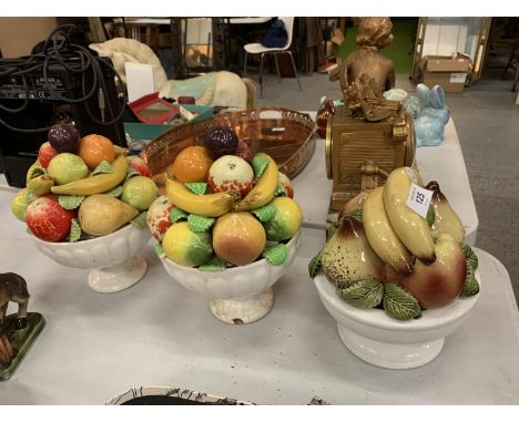 THREE CERAMIC DECORATIVE FRUIT BOWLS 